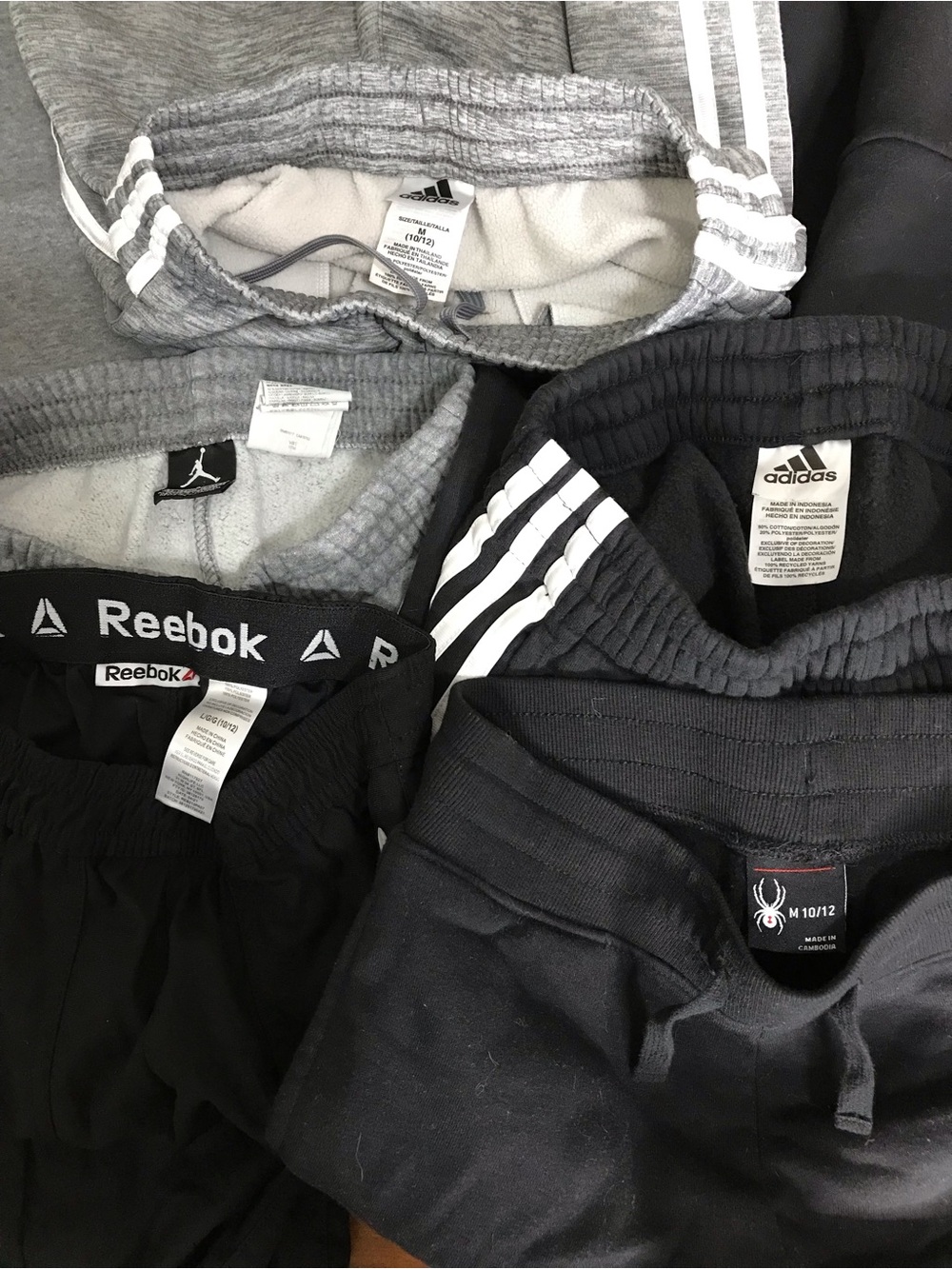 Adidas, Spyder, Reebok, Air Jordan Boys 10/12 jogger pants lot of 5 - Picture 2 of 3